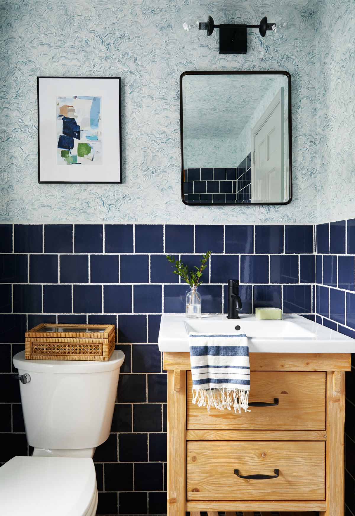 Linear Cloud Wallpaper in Blue-Slate