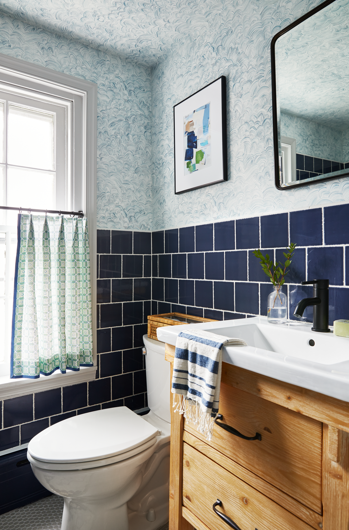 Linear Cloud Wallpaper in Blue-Slate