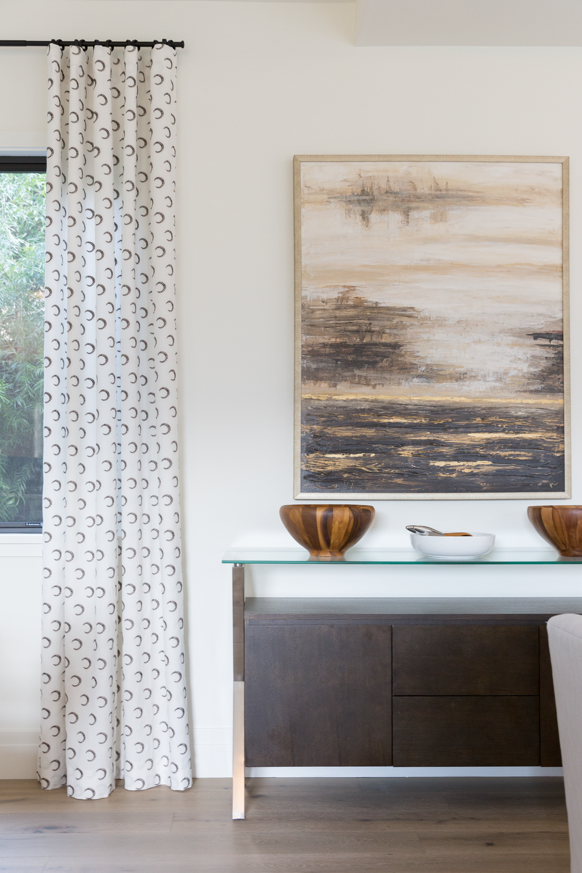 Striped Moon Fabric in Taupe/Black