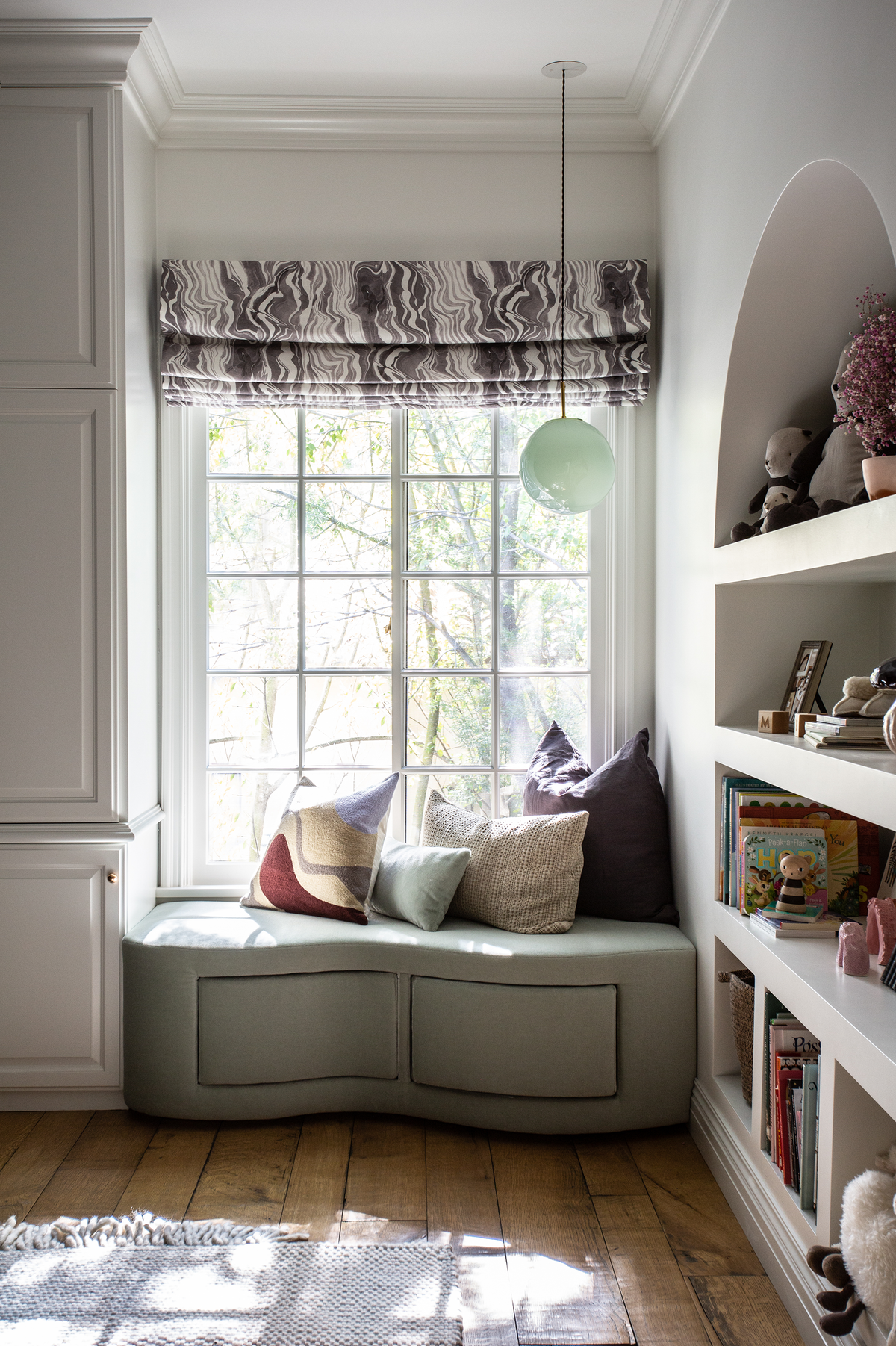 Marbled Stripe Fabric in Gray-Lilac