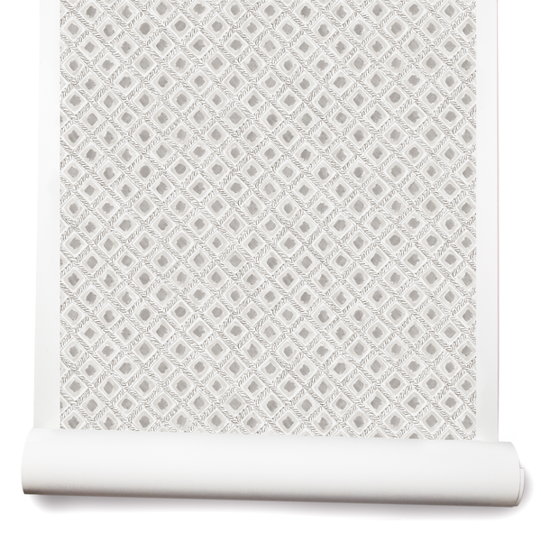 Braided Diamonds Small Wallpaper in Gray