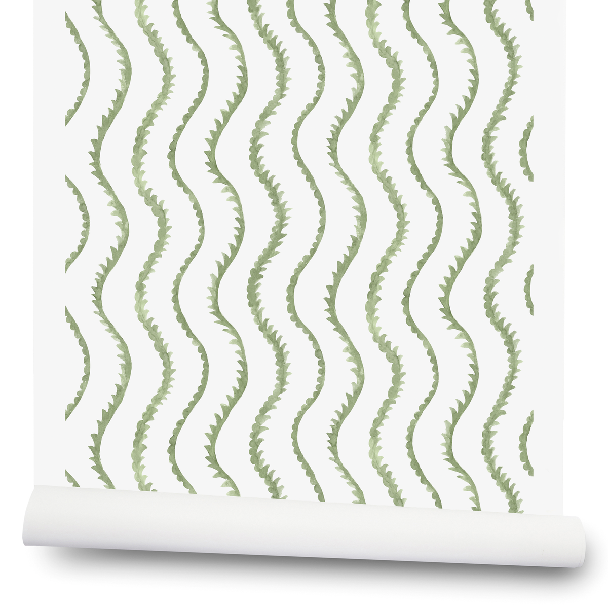 Notched Vines Wallpaper in Green
