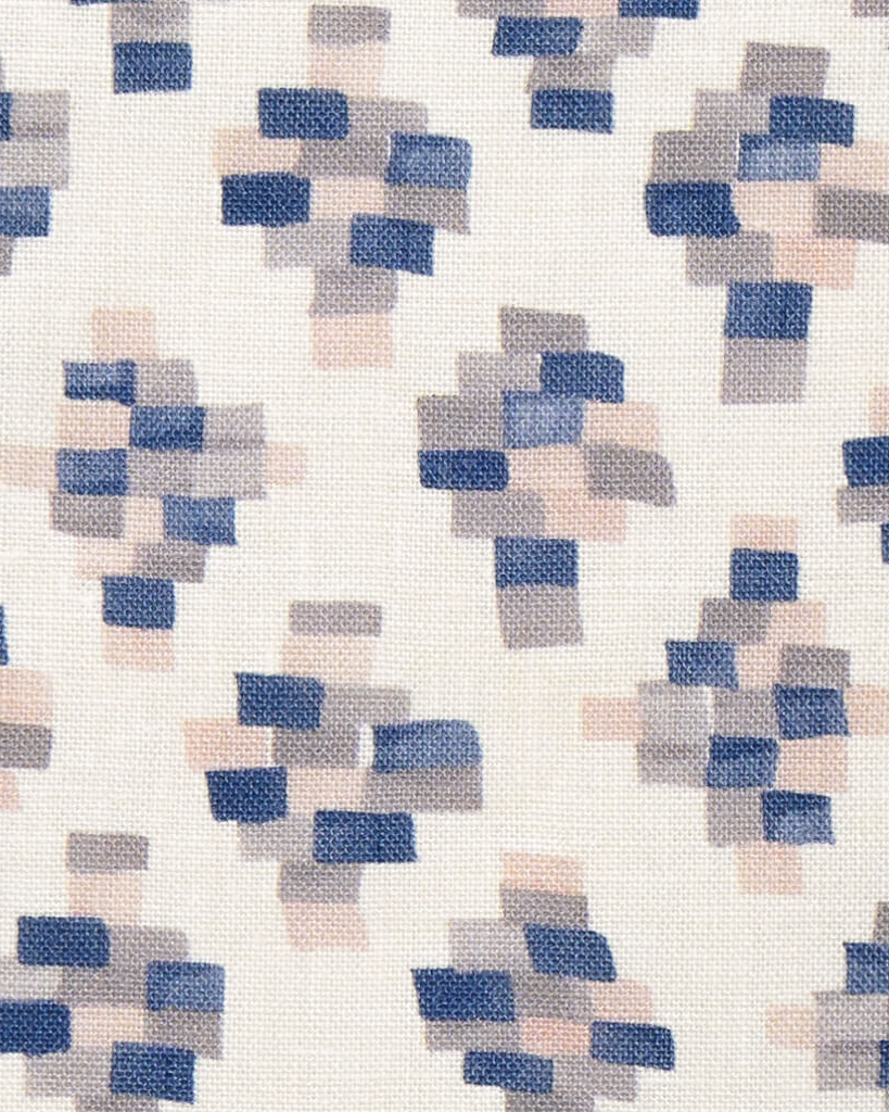Bricks Fabric in Taupe/Blue