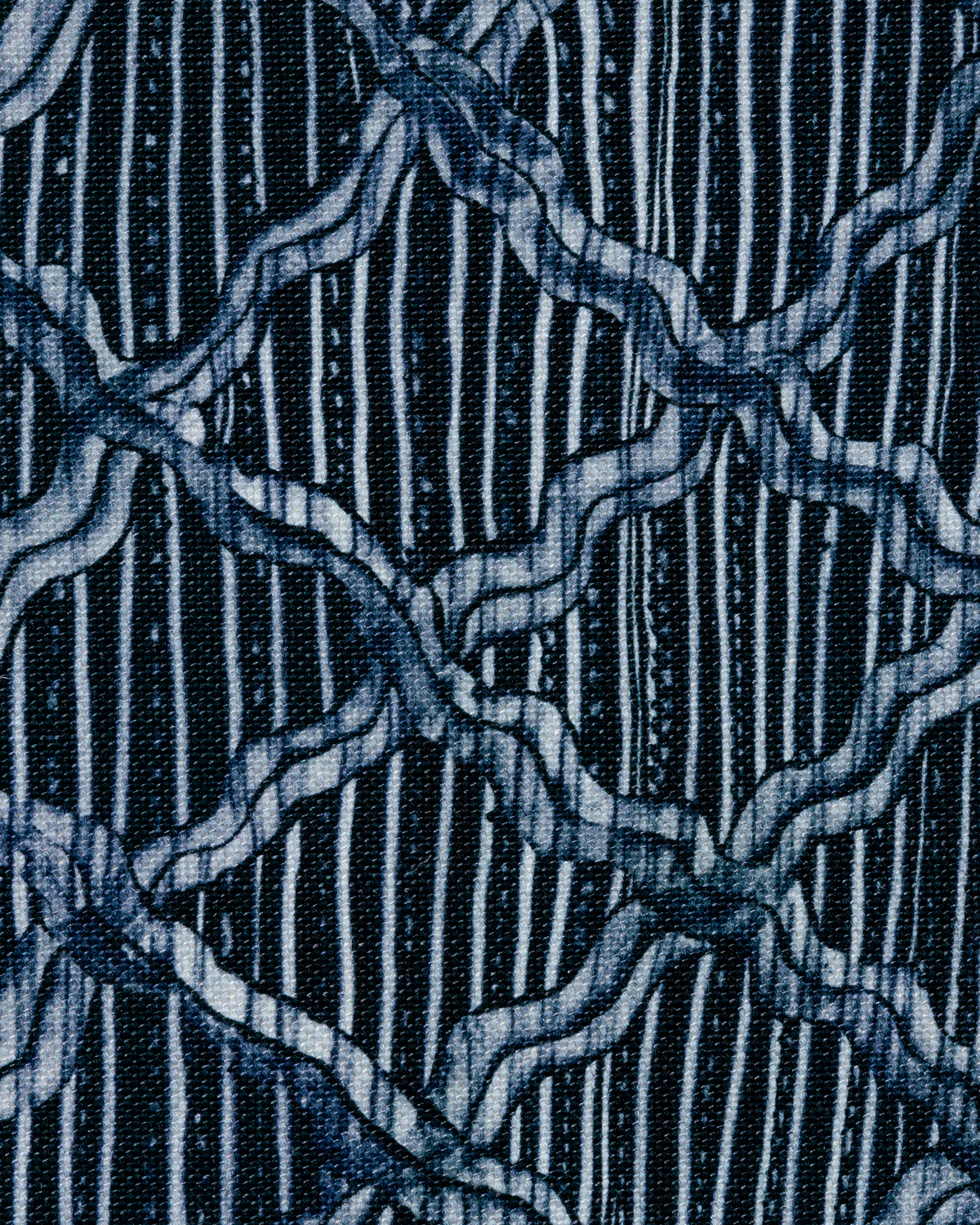 Carved Ogee Fabric in Midnight Blue