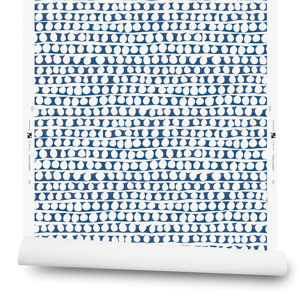 Circle Stripe Wallpaper in Navy