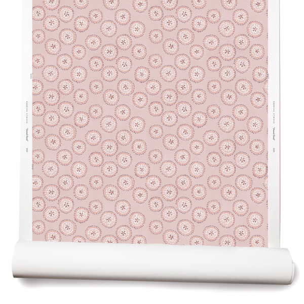 Dotted Floral Wallpaper in Pale Mauve