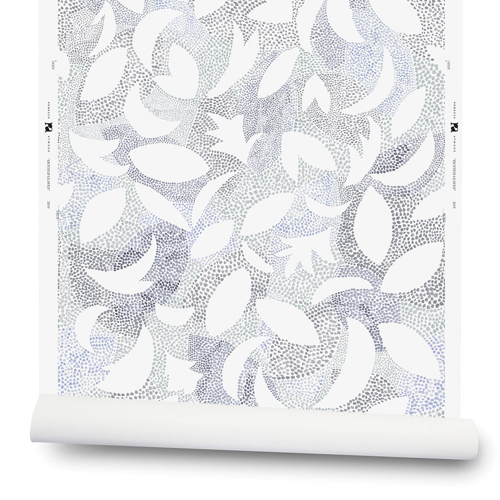 Dotted Leaves Wallpaper in Gray-Lilac