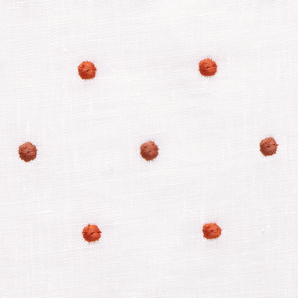 Embroidered Dots Sheer Fabric in Ivory/Rose