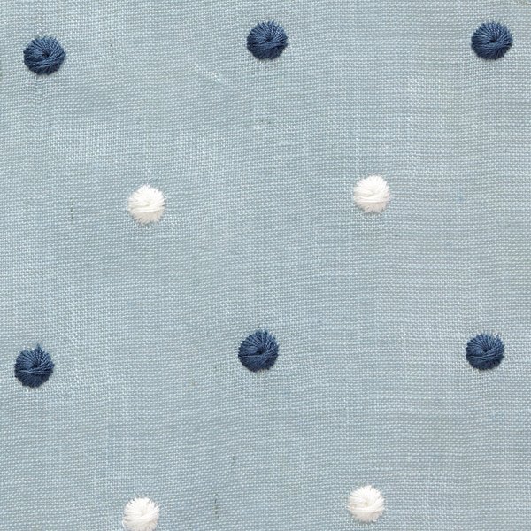 Embroidered Dots Sheer Fabric in Light Blue