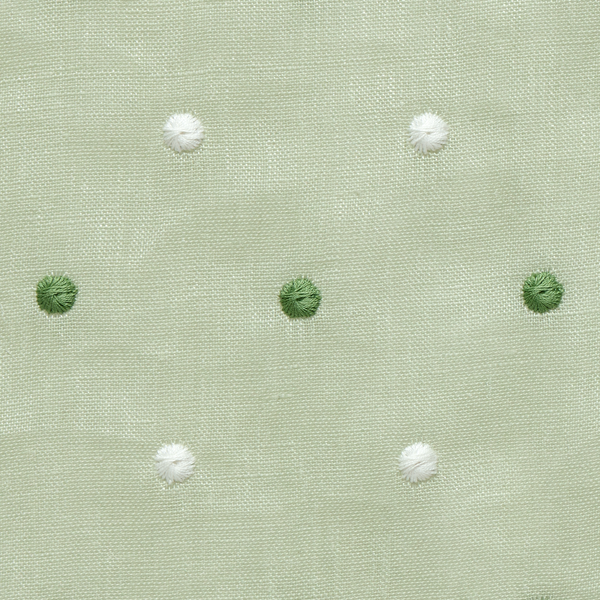 Embroidered Dots Sheer Fabric in Pistachio
