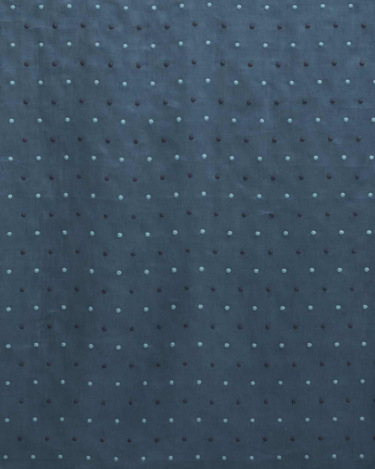 Embroidered Dots Sheer Fabric in Washed Navy