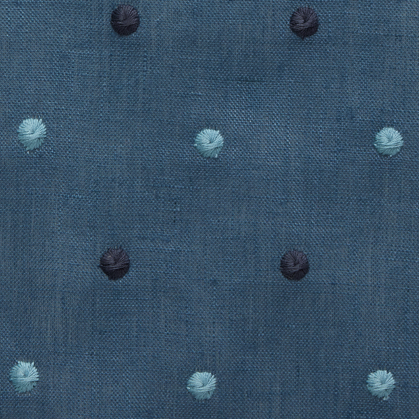 Embroidered Dots Sheer Fabric in Washed Navy