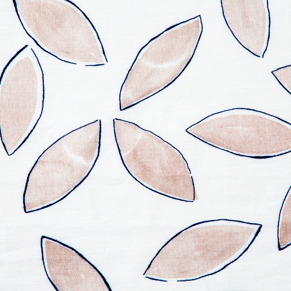 Leaves Fabric in Coffee/Blauvelt Blue