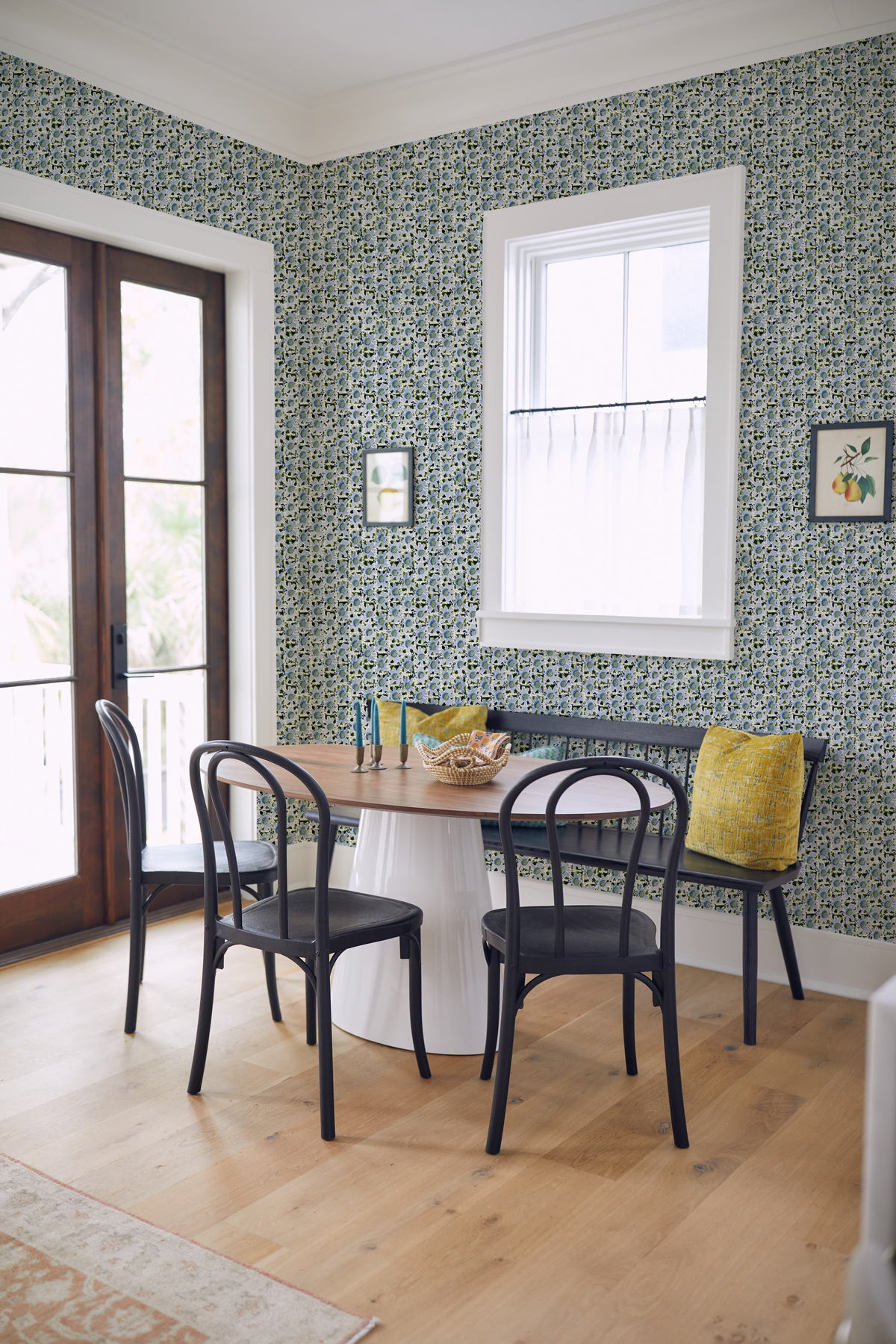 Floral Trellis Wallpaper in Blue/Green