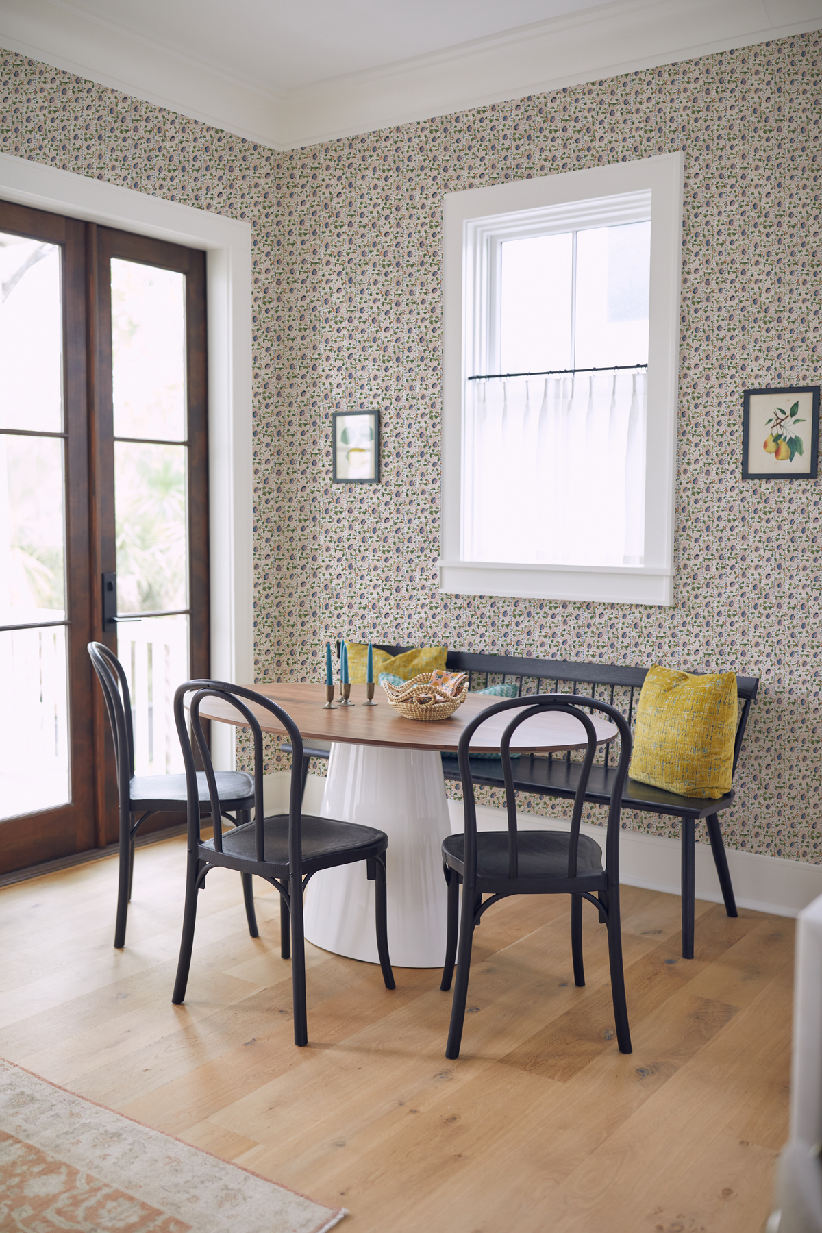 Floral Trellis Wallpaper in Taupe/Green