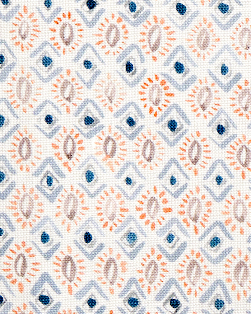 Gems Fabric in Blue/Peach
