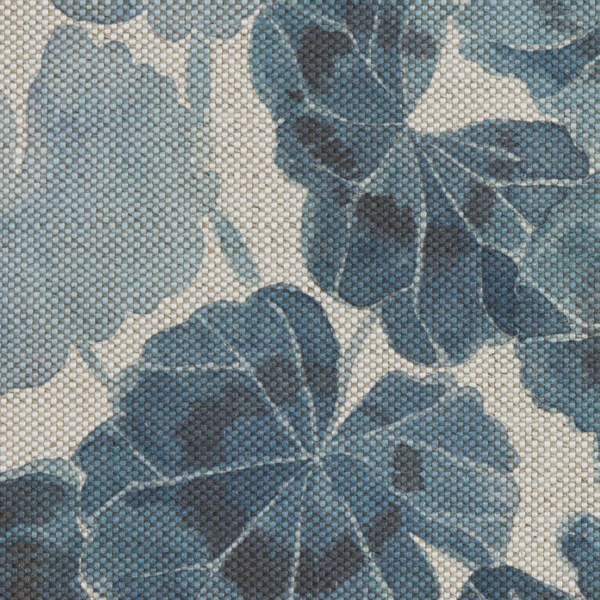 Geraniums Fabric in Blue/Natural