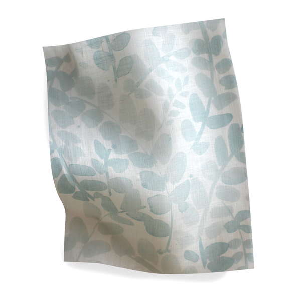 Leafy Vines Sheer Fabric in Light Blue