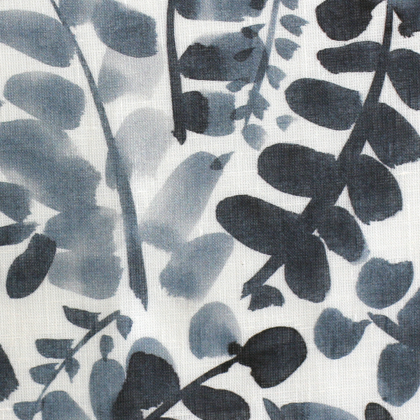 Leafy Vines Sheer Fabric in Navy