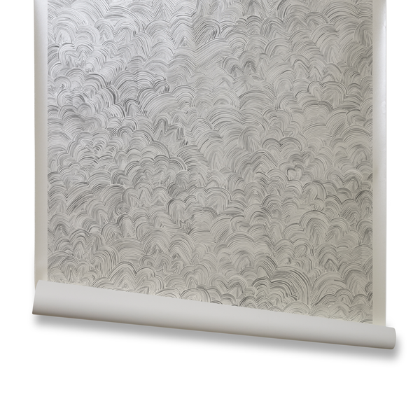 Linear Cloud Wallpaper in White Pearl