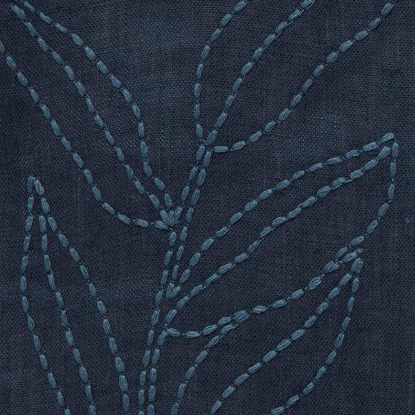 Linear Stem Sheer Fabric in Washed Navy