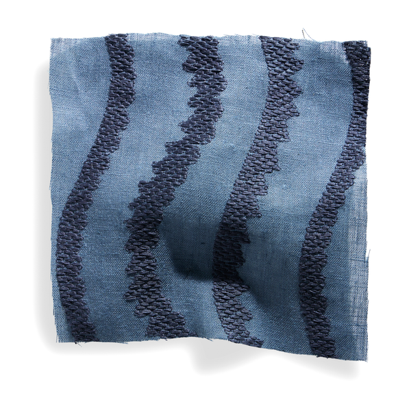 Notched Vines Sheer Fabric in Washed Navy