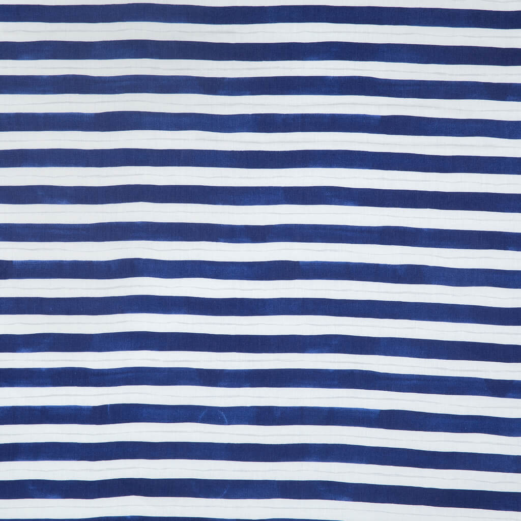 Painted Stripe Fabric in Cobalt & Gray