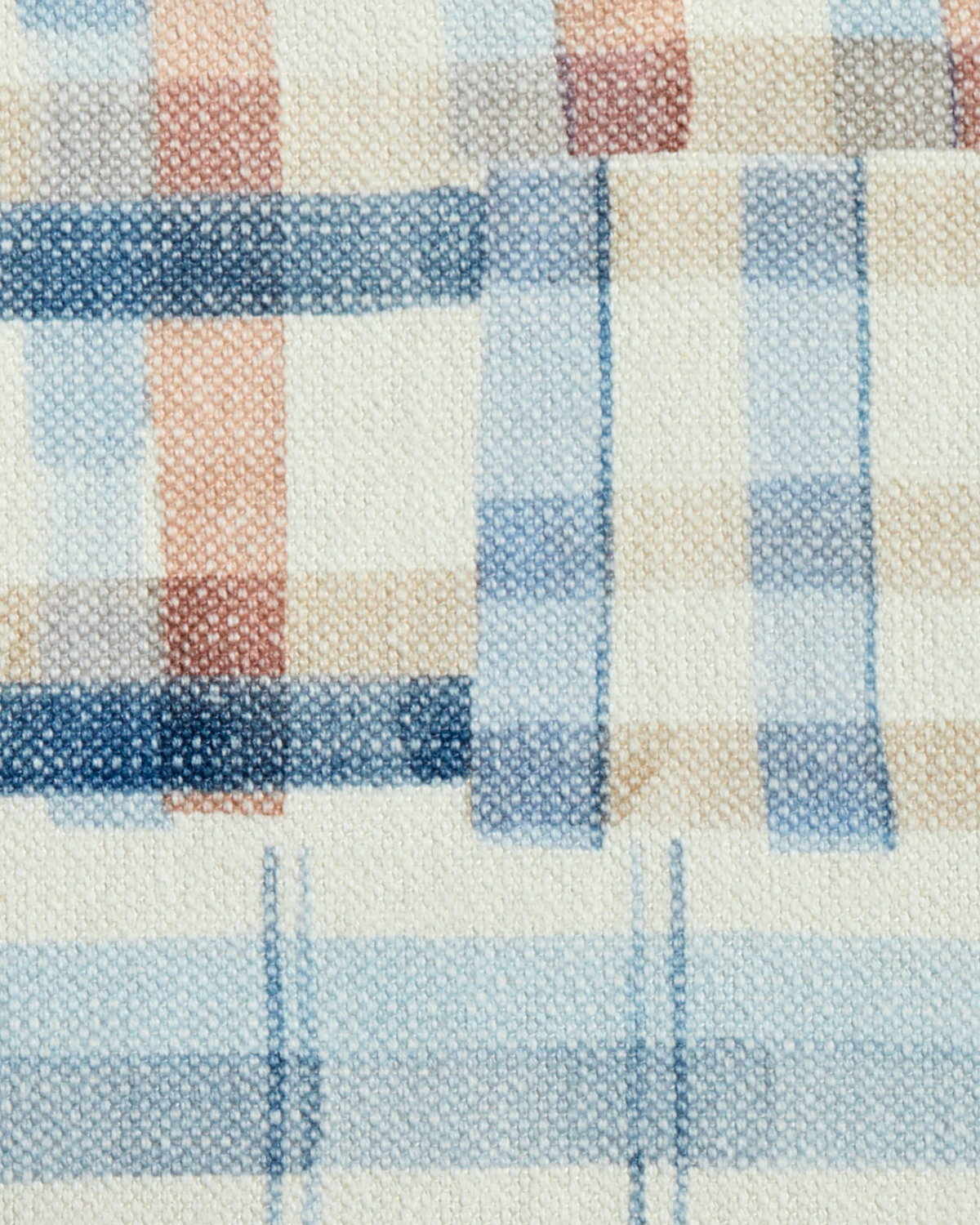 Patchwork Plaid Fabric in Blue/Peach