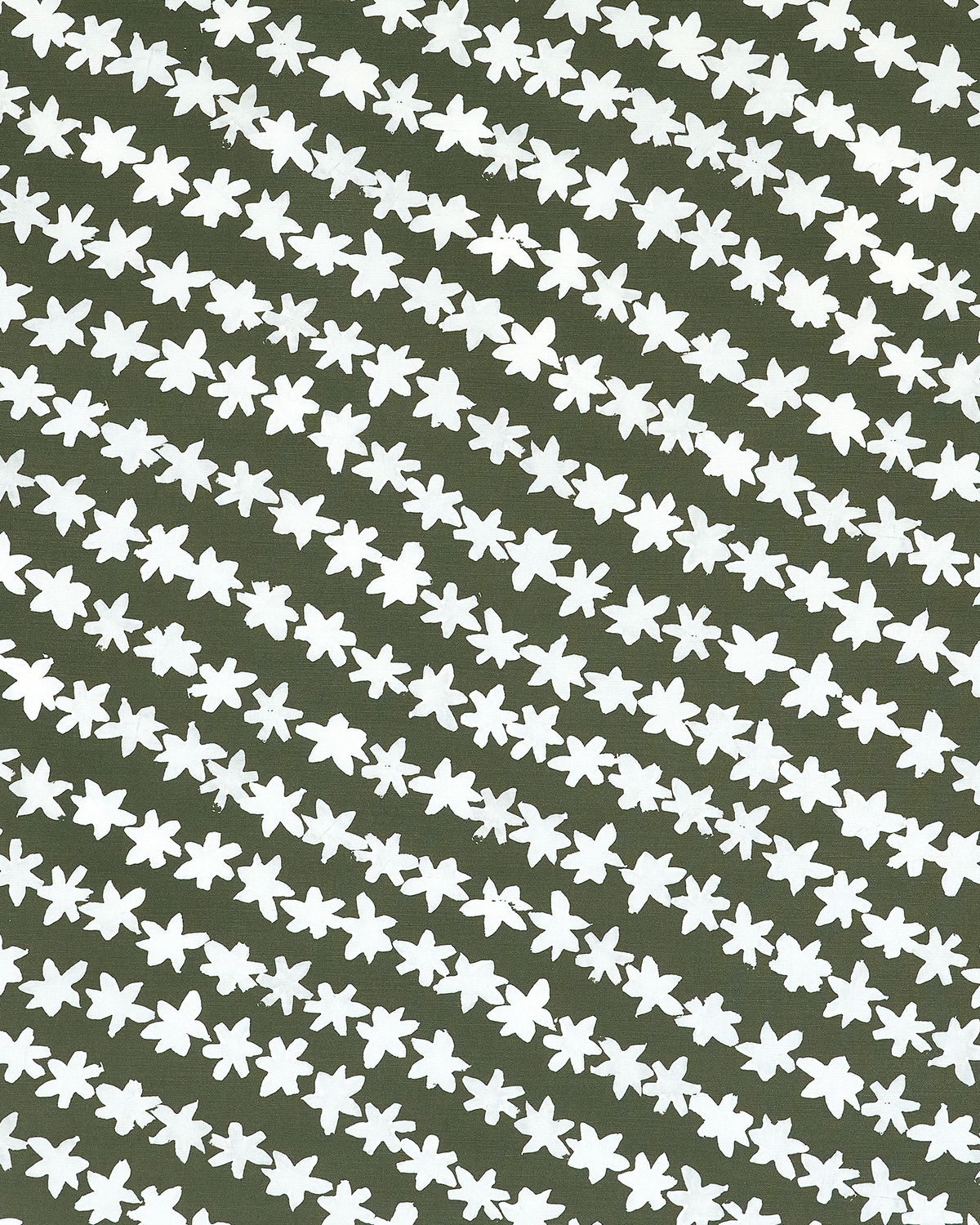 Stamped Garland Fabric in Dark Olive