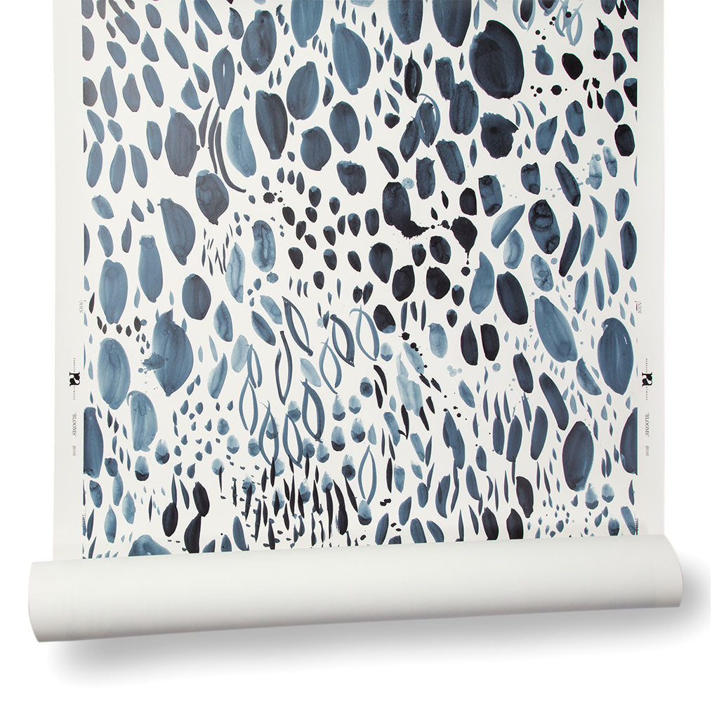 Blooms Wallpaper in Navy