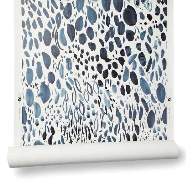 Blooms Wallpaper in Navy