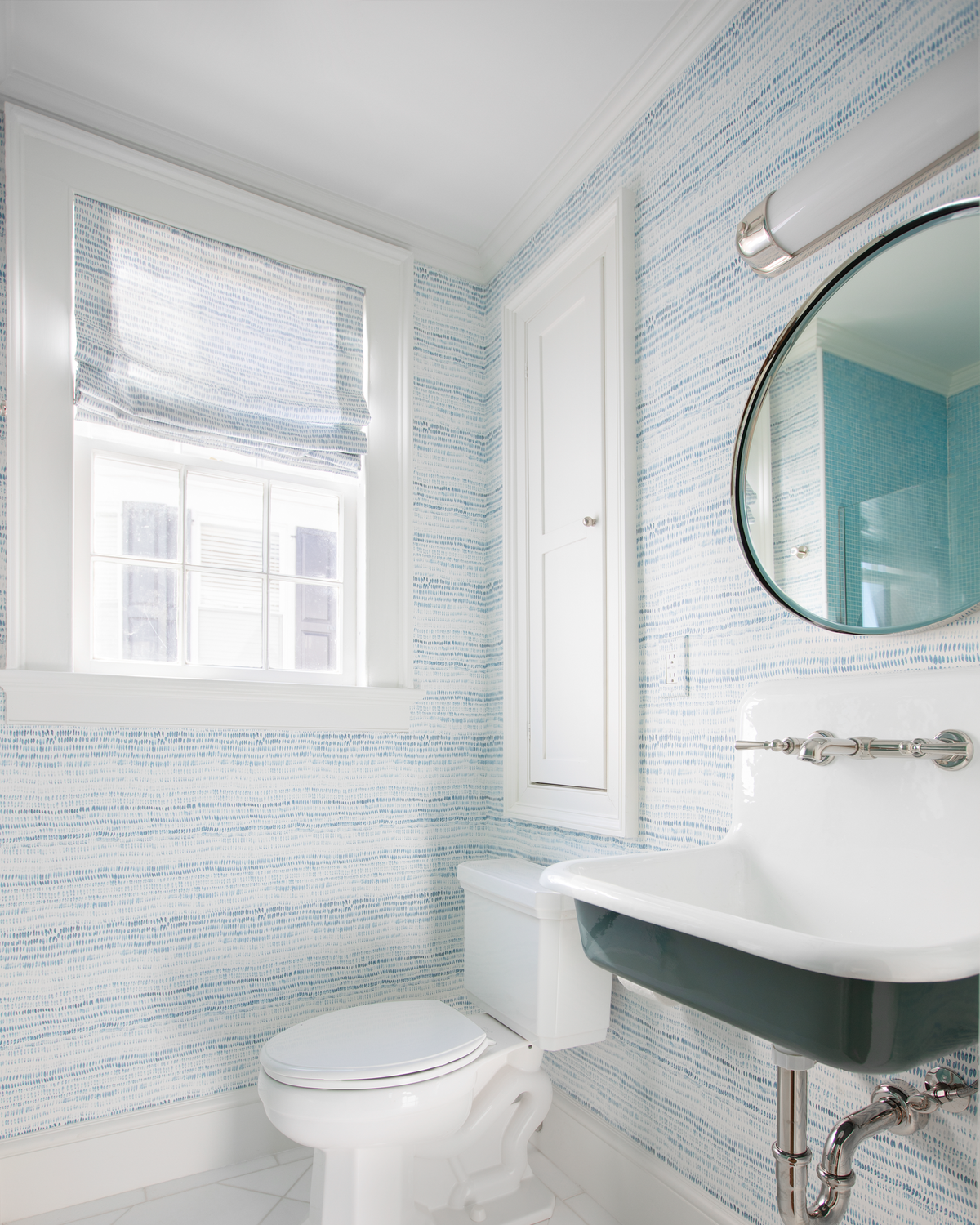 Dashes Wallpaper in Ocean Blue