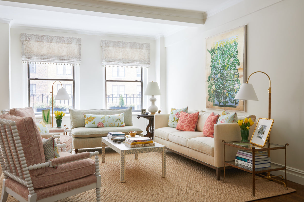 Speckled Roman Shades in Taupe/Fawn