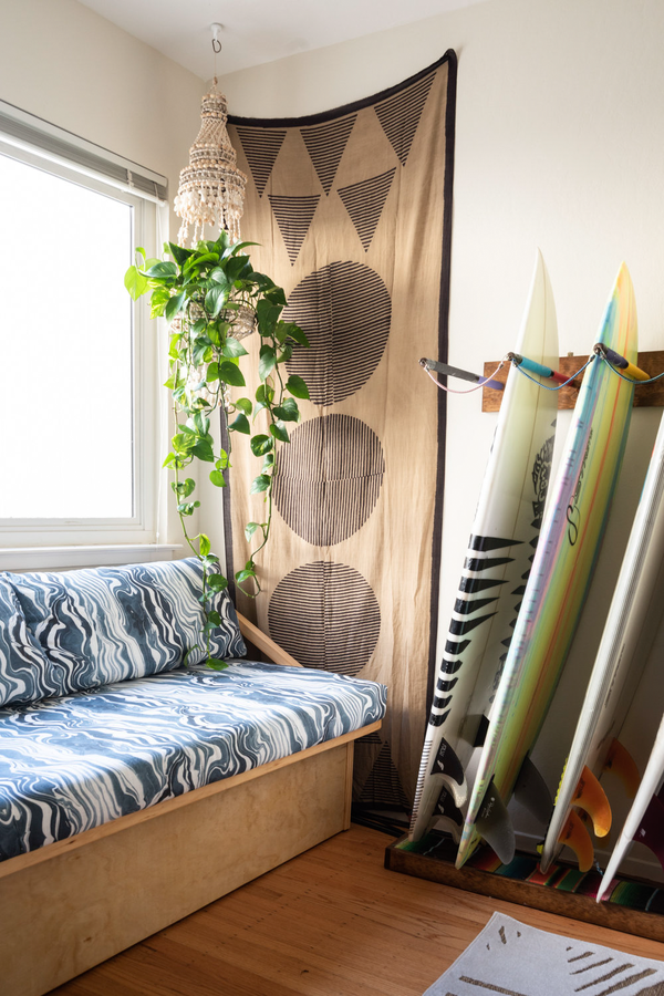 Marbled Stripe in Navy Upholstery