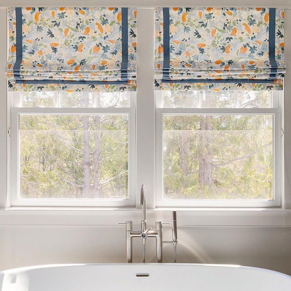 Wildflower in Blue/Tomato Roman Shades