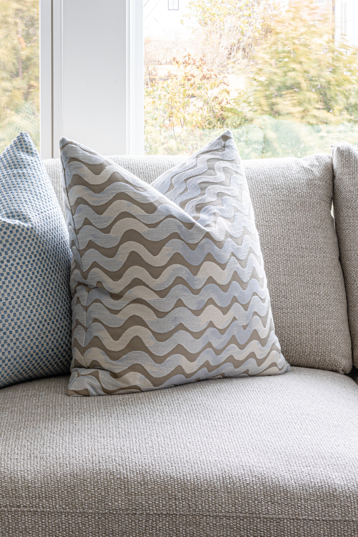 Tidal Wave in Taupe Pillow
