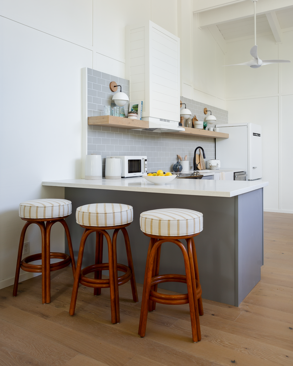 Market Stripe Stool Upholstery in Goldenrod