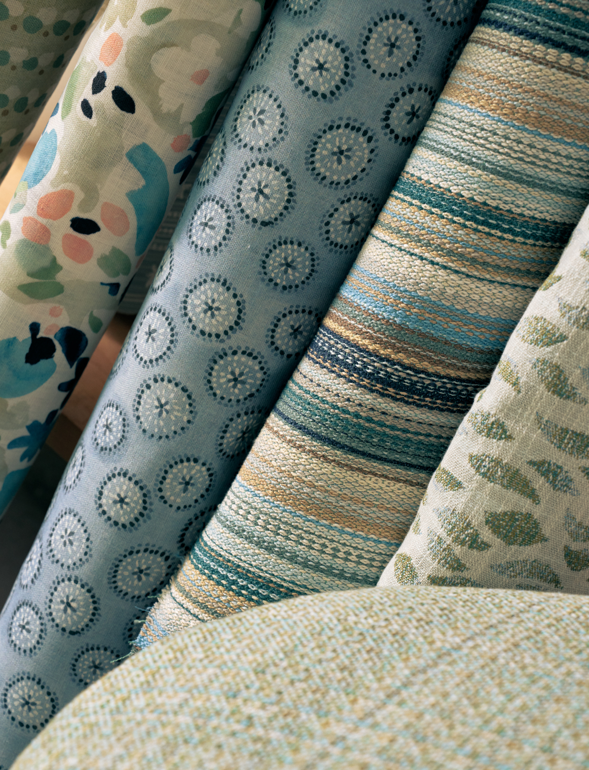 Dotted Floral Fabric in Blue-Gray