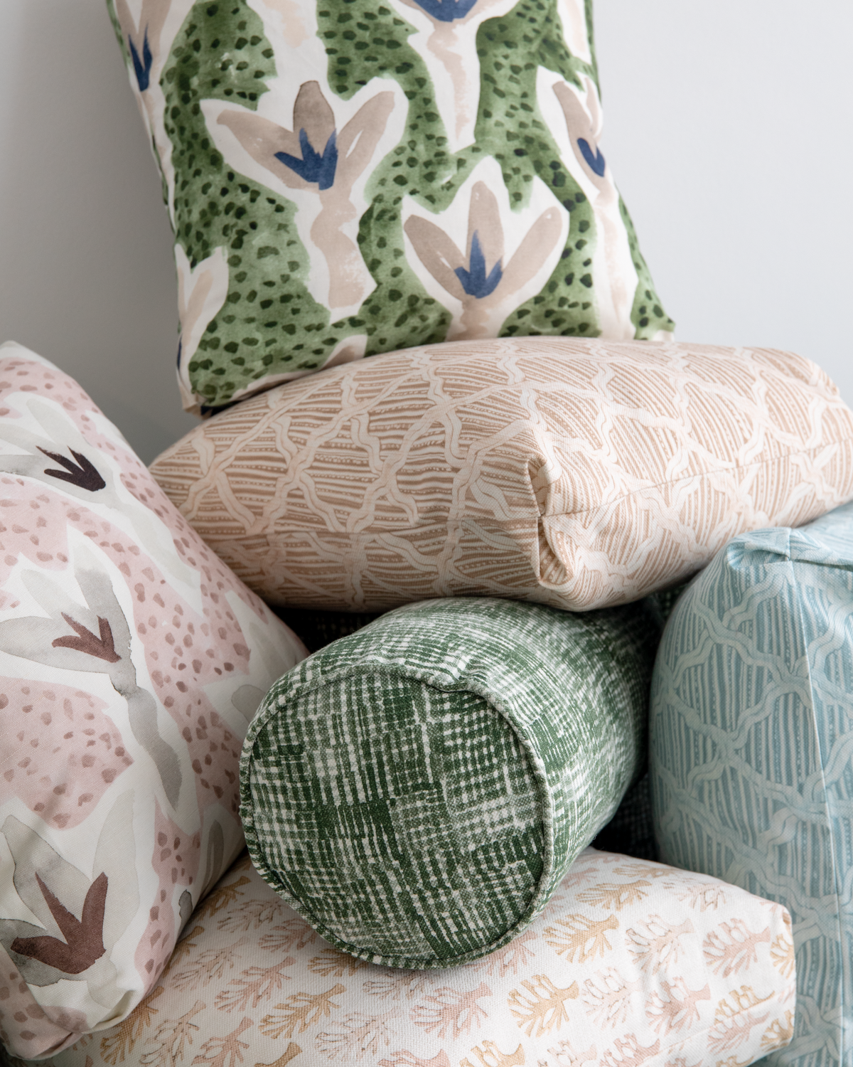 Green and sales tan throw pillows