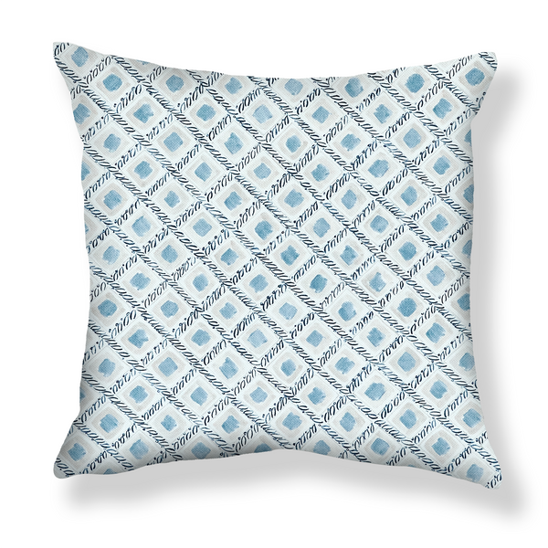 Braided Diamonds Small Pillow in Blue/Taupe