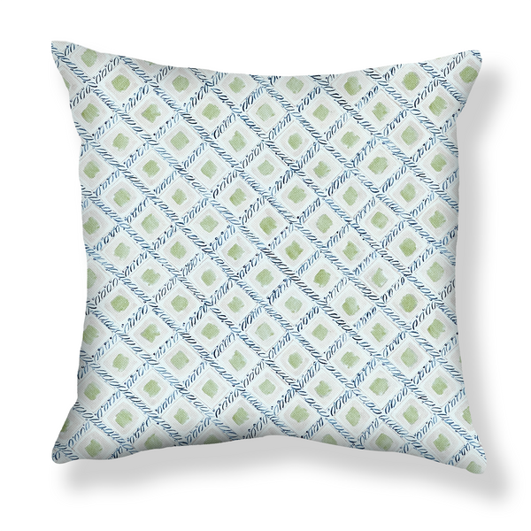 Braided Diamonds Small Pillow in Green/Blue