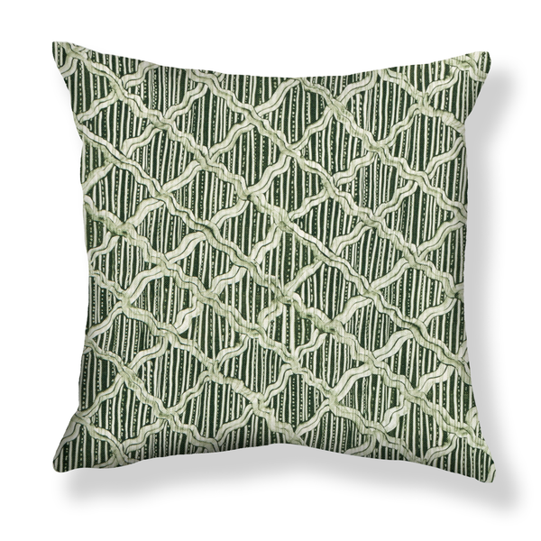 Carved Ogee Pillow in Forest Green