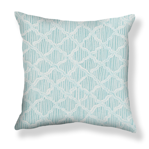 Carved Ogee Pillow in Lagoon Blue