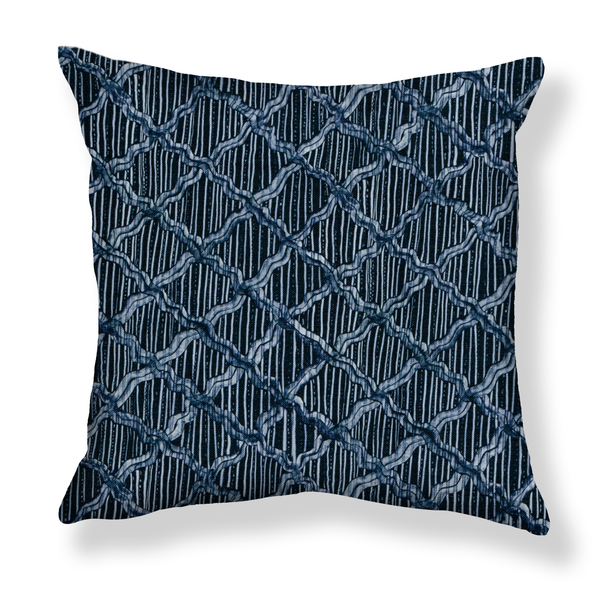 Carved Ogee Pillow in Midnight Blue