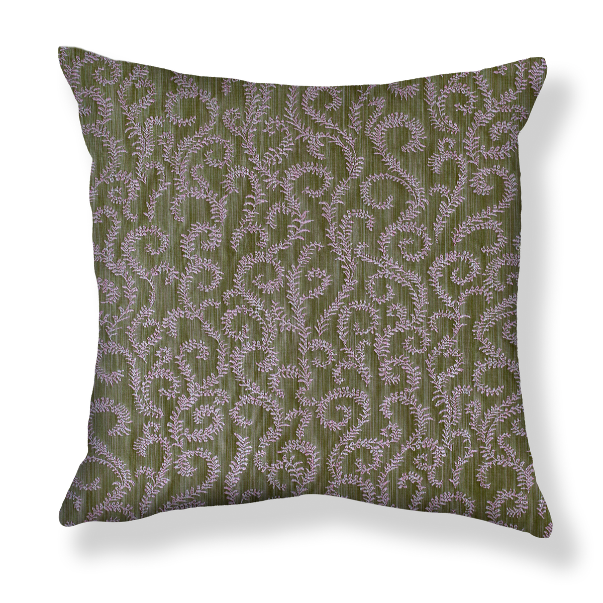 Curling Vines Pillow in Forest/Purple