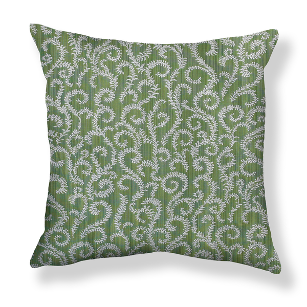 Curling Vines Pillow in Green/Ice