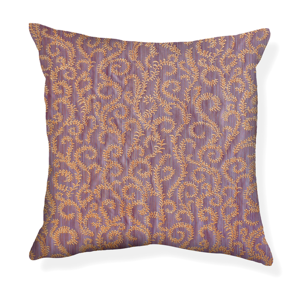 Curling Vines Pillow in Violet/Orange