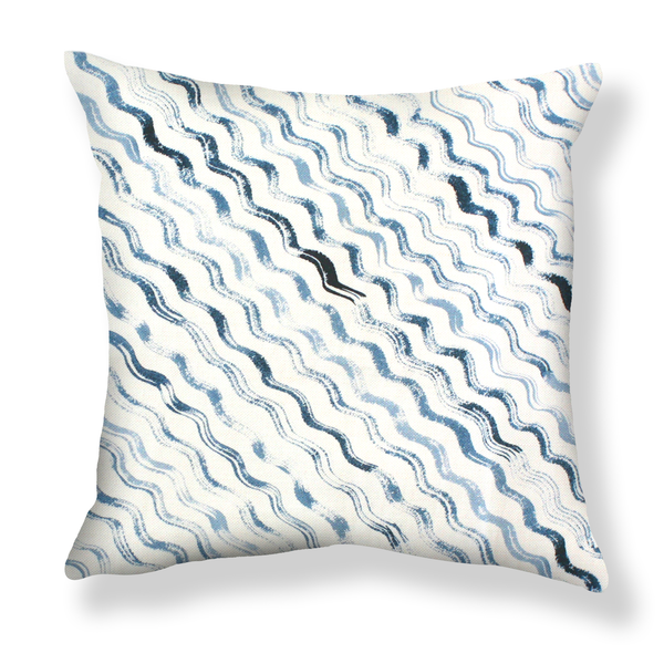 Diagonal Waves Pillow in Blue