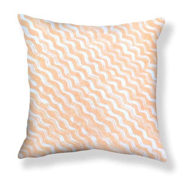 Diagonal Waves Pillow in Peach