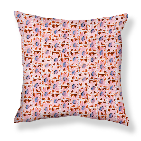 Floral Trellis Pillow in Pink/Rust